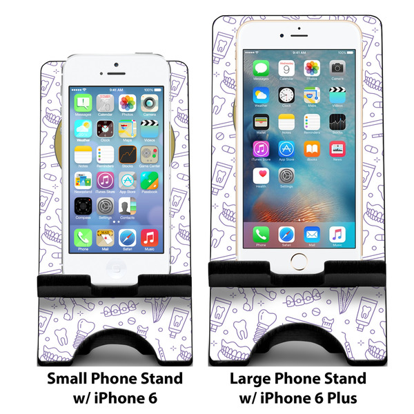 Dental Insignia / Emblem Compare Phone Stand Sizes - with iPhones