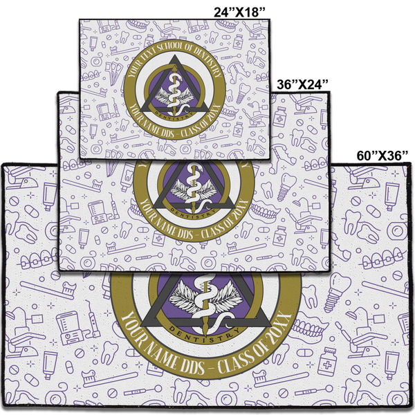 Dental Insignia / Emblem Door Mats - Size Comparison