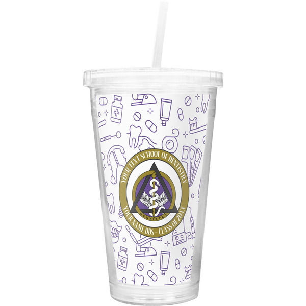 Custom Dental Insignia / Emblem Double Wall Tumbler with Straw (Personalized)