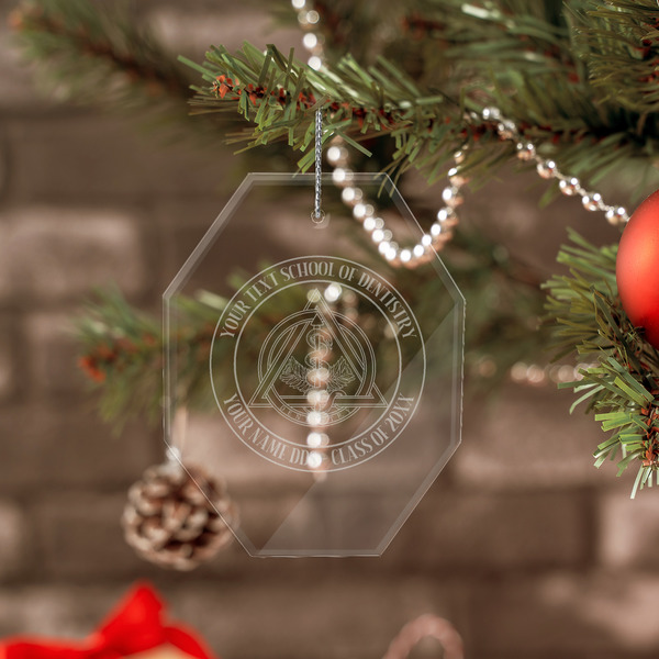 Dental Insignia / Emblem Engraved Glass Ornaments - Octagon (Lifestyle)