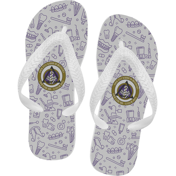 Custom Dental Insignia / Emblem Flip Flops - Small (Personalized)