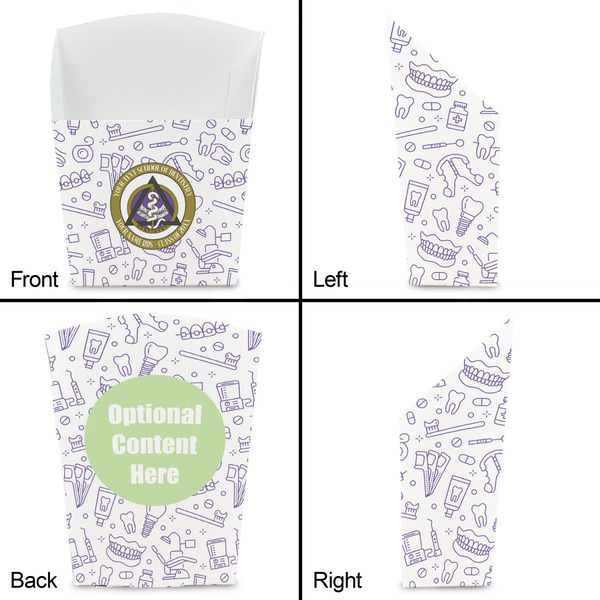 Dental Insignia / Emblem French Fry Favor Box - Front & Back View