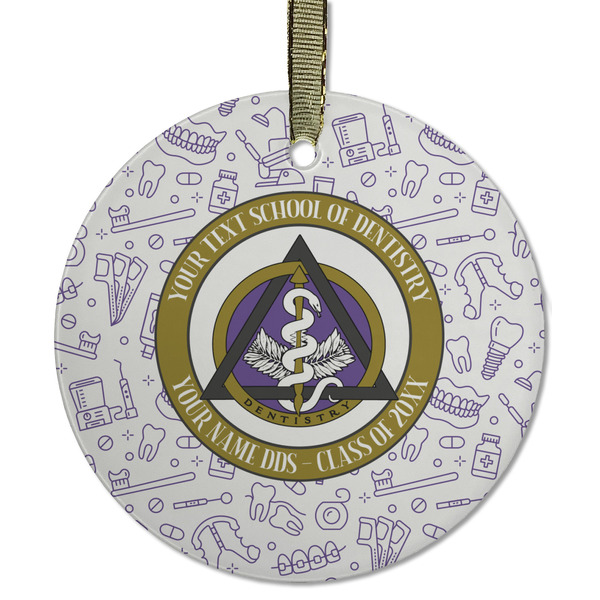 Custom Dental Insignia / Emblem Flat Glass Ornament - Round (Personalized)