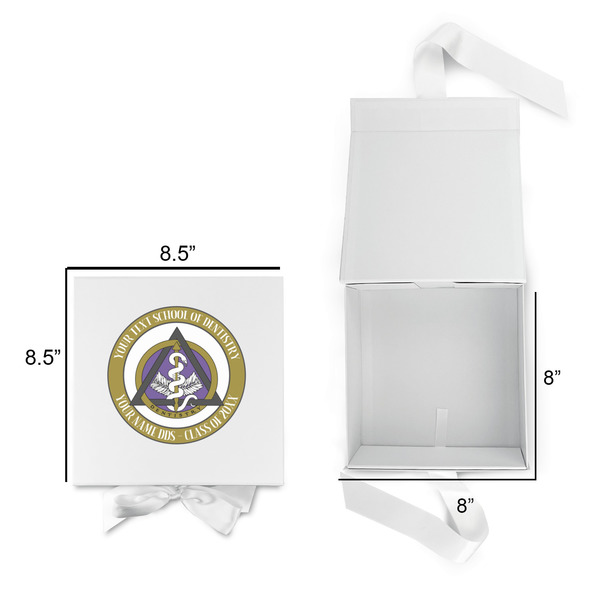 Dental Insignia / Emblem Gift Boxes with Magnetic Lid - White - Open & Closed