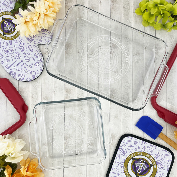 Dental Insignia / Emblem Glass Baking Dish Set - Lifestyle
