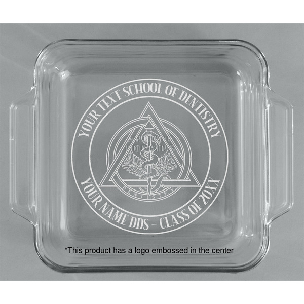 Dental Insignia / Emblem Glass Cake Dish - 8"x8" - Approval