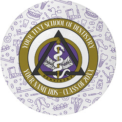 Dental Insignia / Emblem Round Glass Cutting Board (Personalized)