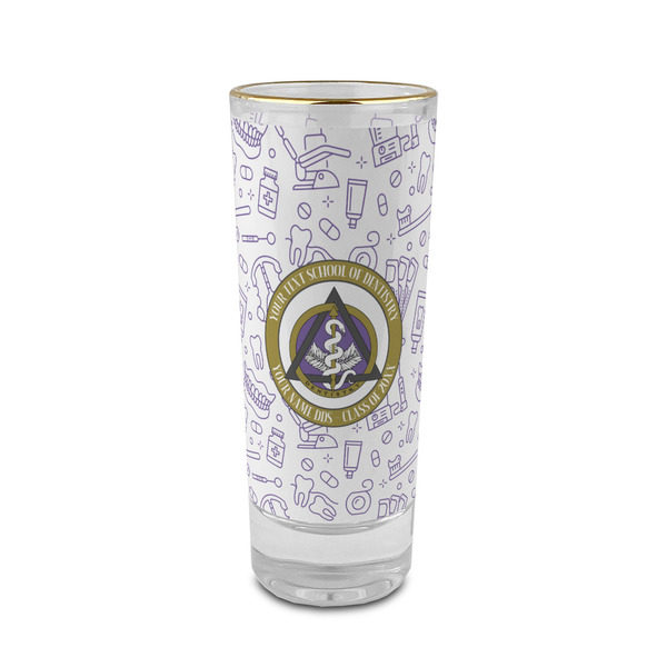 Custom Dental Insignia / Emblem 2 oz Shot Glasses - Glass with Gold Rim - Set of 4 (Personalized)