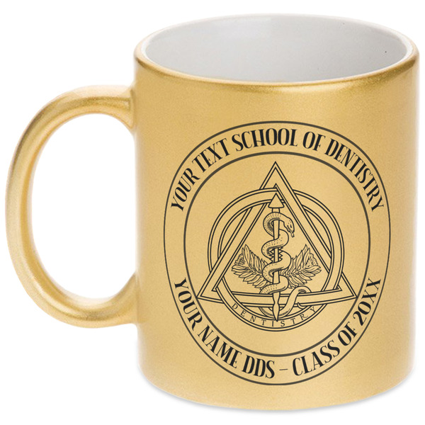 Custom Dental Insignia / Emblem Metallic Gold Mug (Personalized)