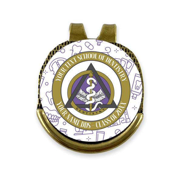 Dental Insignia / Emblem Golf Ball Marker Hat Clip Gold - Front
