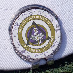 Dental Insignia / Emblem Golf Ball Marker - Hat Clip - Silver (Personalized)