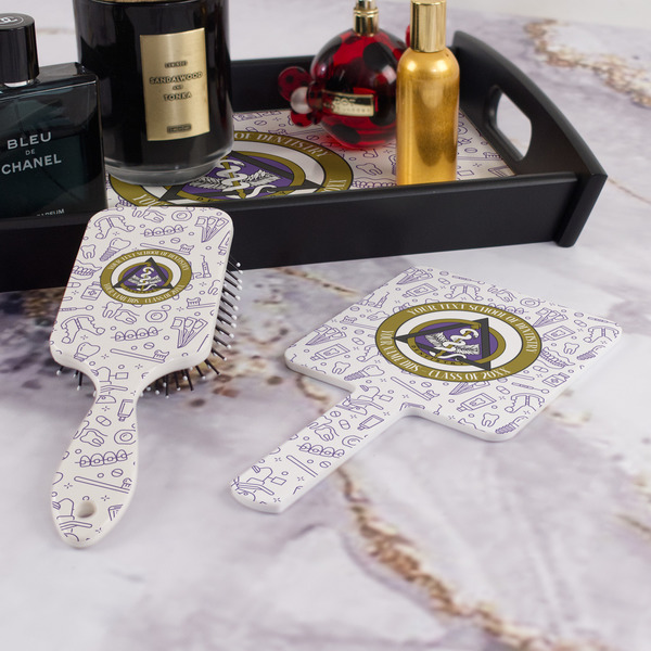 Dental Insignia / Emblem Hair Brush and Hand Mirror - Bathroom Scene