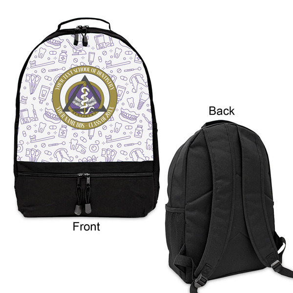 Dental Insignia / Emblem Large Backpack - Black - Front & Back View