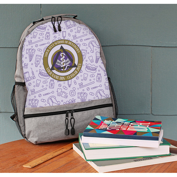 Dental Insignia / Emblem Large Backpack - Gray - On Desk