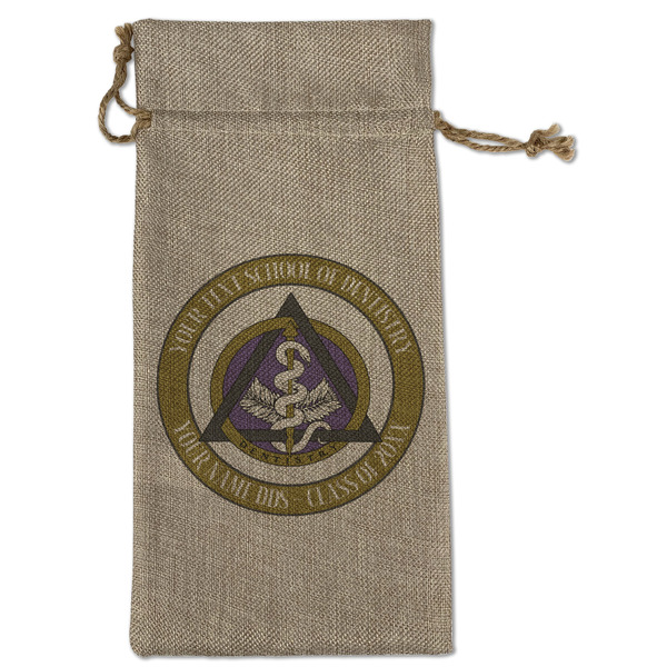 Custom Dental Insignia / Emblem Burlap Gift Bag - Large - Single-Sided (Personalized)
