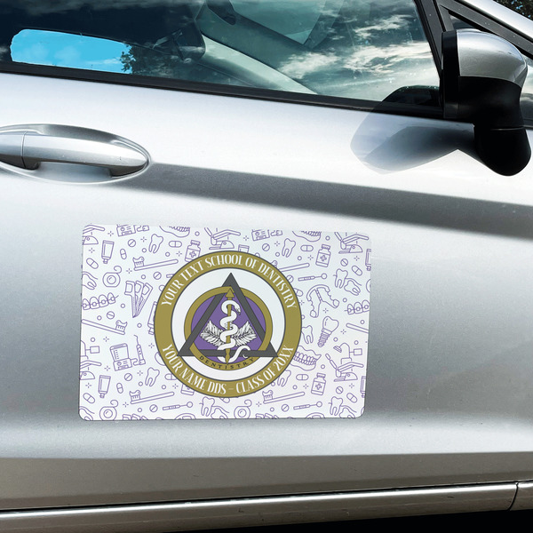 Dental Insignia / Emblem Large Rectangle Car Magnets- In Context