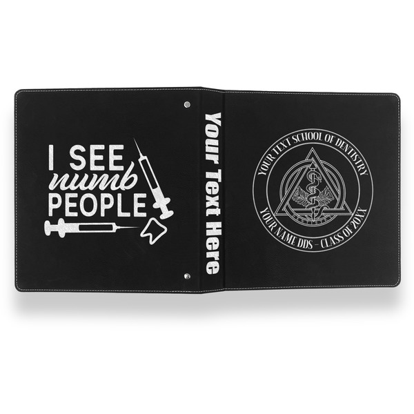 Dental Insignia / Emblem Leather Binder - 1" - Black- Back Spine Front View