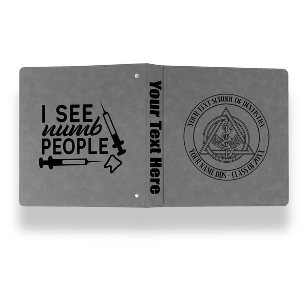 Dental Insignia / Emblem Leather Binder - 1" - Grey - Back Spine Front View