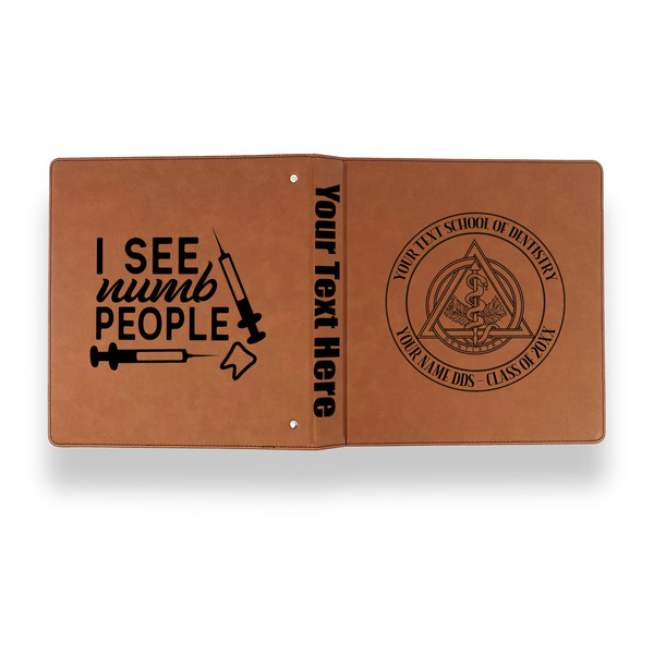 Dental Insignia / Emblem Leather Binder - 1" - Rawhide - Back Spine Front View