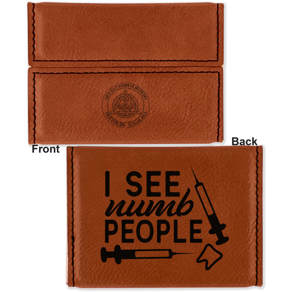 Dental Insignia / Emblem Leather Business Card Holder - Front Back