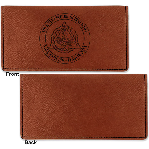 Dental Insignia / Emblem Leather Checkbook Holder Front and Back Single Sided - Apvl