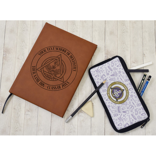Dental Insignia / Emblem Leather Sketchbook - Large - Single Sided - In Context