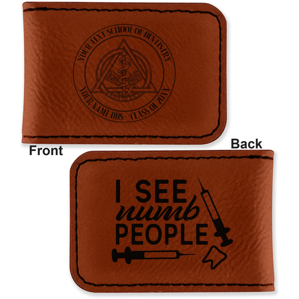 Dental Insignia / Emblem Leatherette Magnetic Money Clip - Front and Back