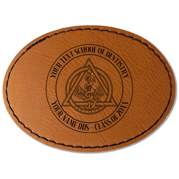 Custom Dental Insignia / Emblem Faux Leather Iron On Patch - Oval (Personalized)