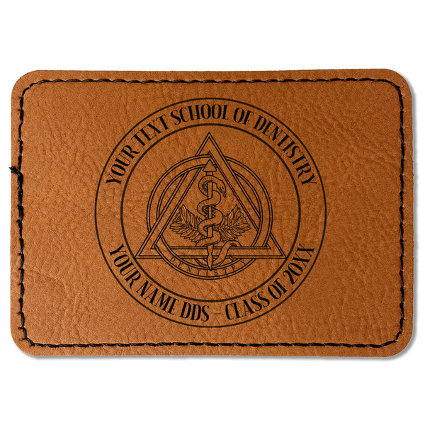 Custom Dental Insignia / Emblem Faux Leather Iron On Patch - Rectangle (Personalized)