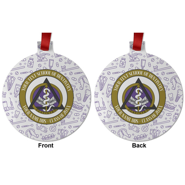 Dental Insignia / Emblem Metal Ball Ornament - Front and Back