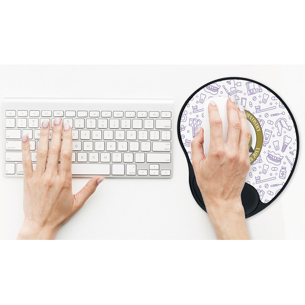 Dental Insignia / Emblem Mouse Pad with Wrist Rest - LIFESYTLE 2 (in use)