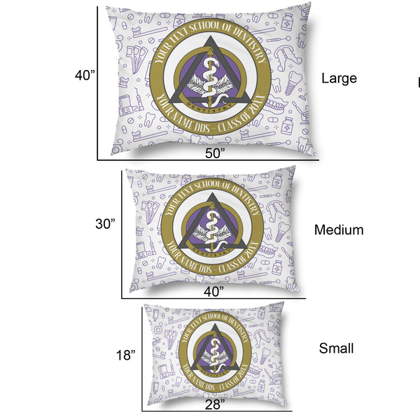 Dental Insignia / Emblem Outdoor Dog Beds - SIZE CHART
