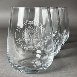 Dental Insignia / Emblem Stemless Wine Glasses - Laser Engraved- Set of 4 (Personalized)