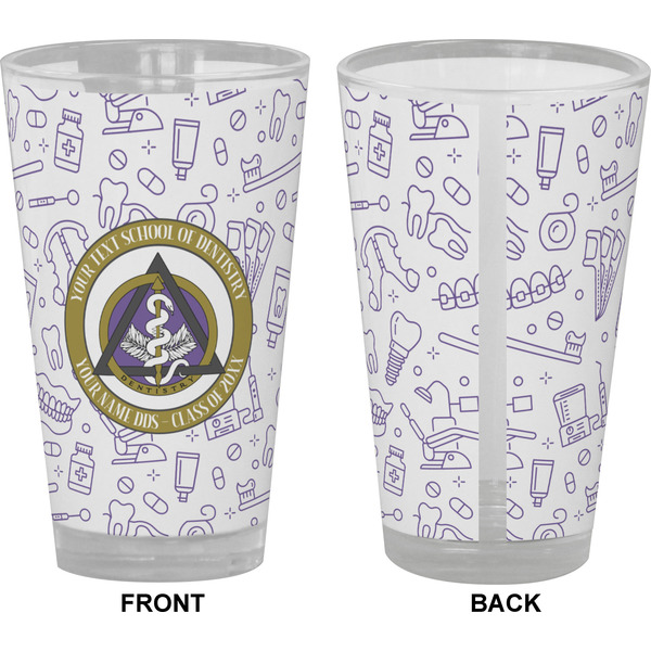 Dental Insignia / Emblem Pint Glass - Full Color - Front & Back Views