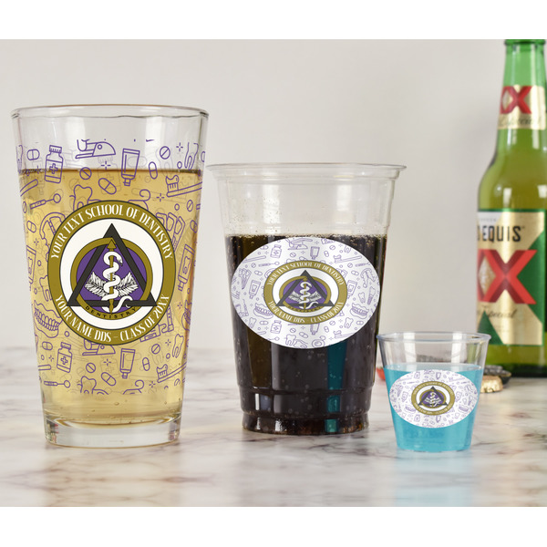 Dental Insignia / Emblem Pint Glass - Full Fill w Transparency - In Context