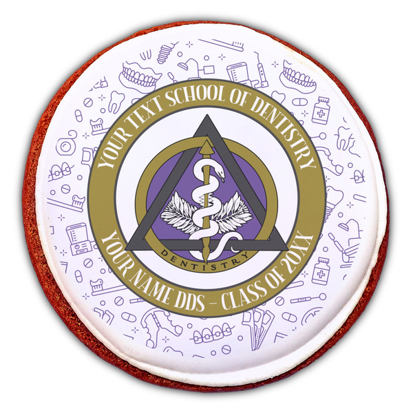 Dental Insignia / Emblem Printed Icing Circle - Large - On Cookie