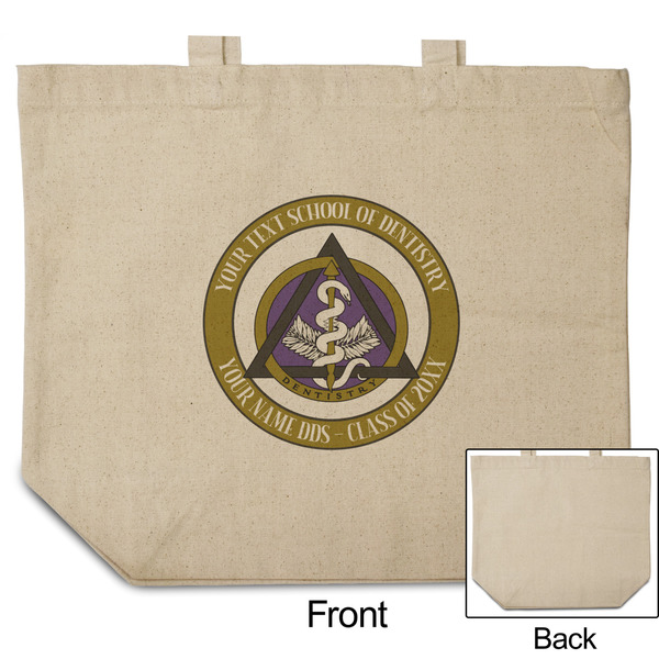 Dental Insignia / Emblem Reusable Cotton Grocery Bag - Front & Back View