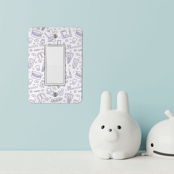 Dental Insignia / Emblem Rocker Light Switch Covers - Single - IN CONTEXT