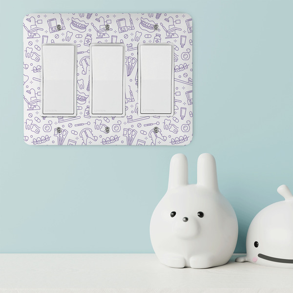 Dental Insignia / Emblem Rocker Light Switch Covers - Triple - IN CONTEXT