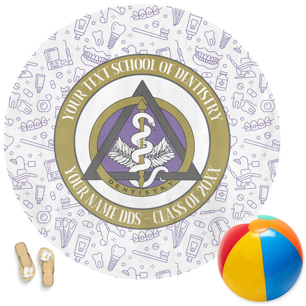 Custom Dental Insignia / Emblem Round Beach Towel (Personalized)