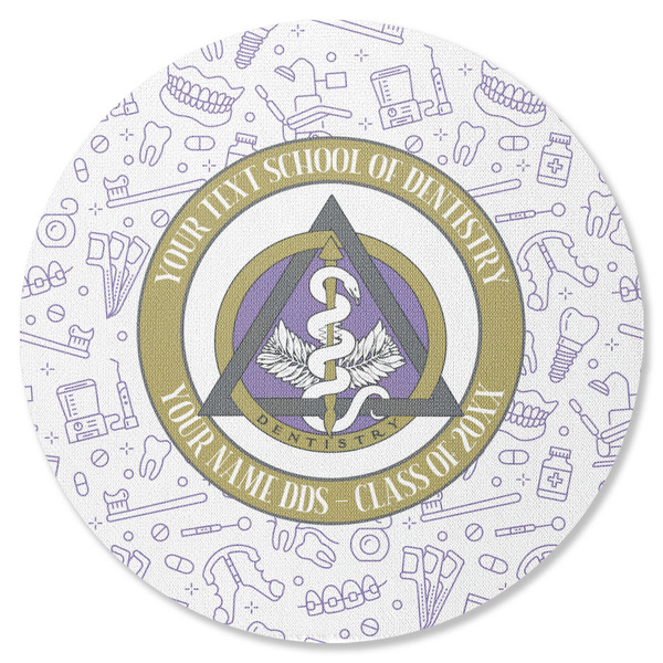 Custom Dental Insignia / Emblem Round Rubber Backed Coaster - Single (Personalized)