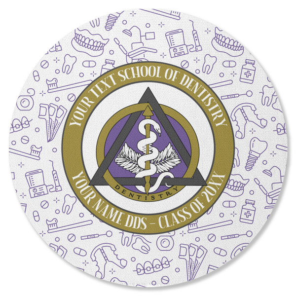 Custom Dental Insignia / Emblem Round Rubber Backed Coaster - Single (Personalized)
