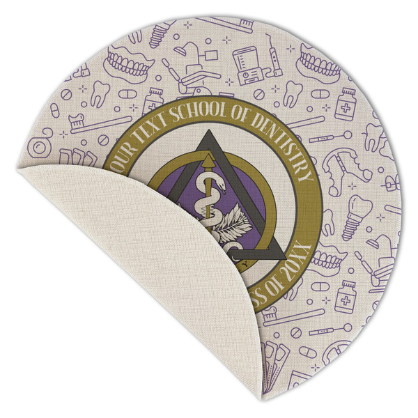 Dental Insignia / Emblem Round Linen Placemats - Front (folded corner single sided)