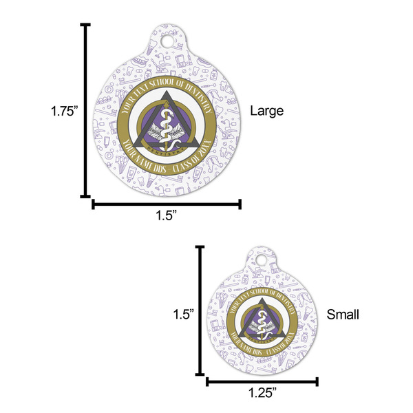 Dental Insignia / Emblem Round Pet ID Tag - Comparison Scale