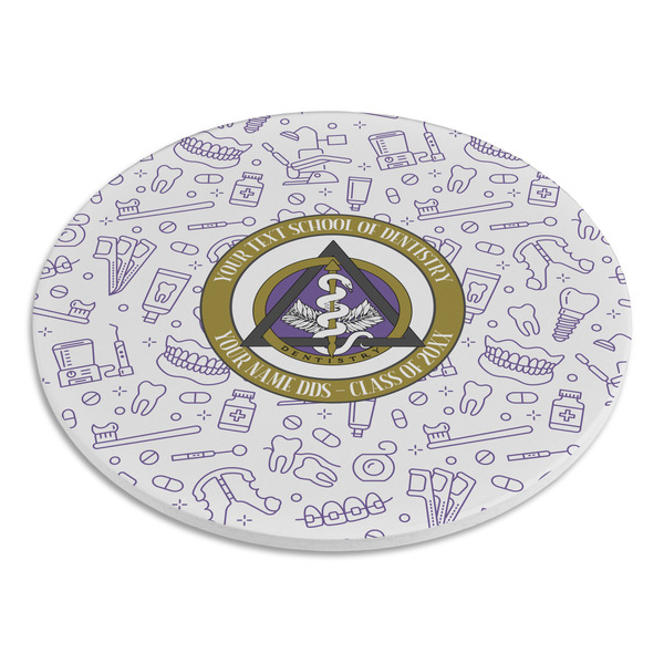 Dental Insignia / Emblem Round Stone Trivet - Angle View