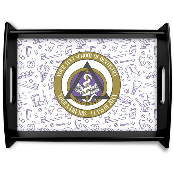 Custom Dental Insignia / Emblem Black Wooden Tray - Large (Personalized)