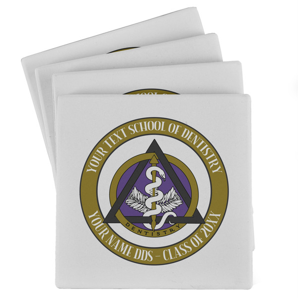 Custom Dental Insignia / Emblem Absorbent Stone Coasters - Set of 4 (Personalized)