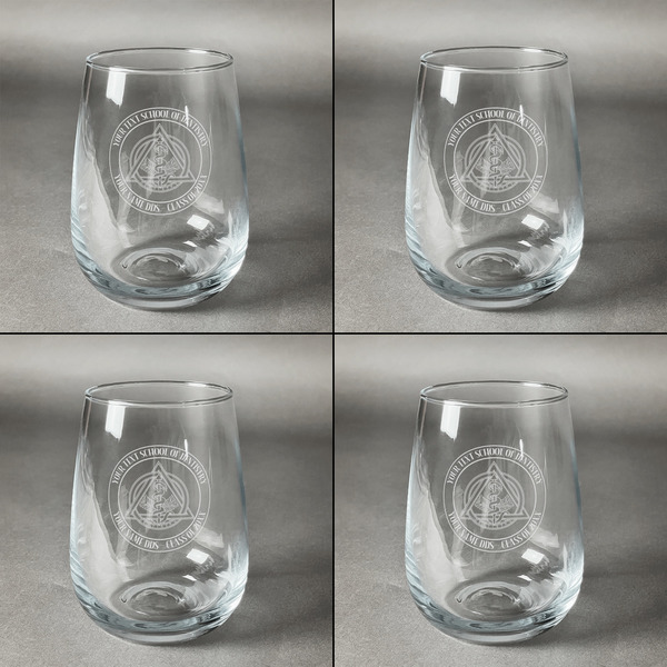 Dental Insignia / Emblem Set of Four Personalized Stemless Wineglasses (Approval)