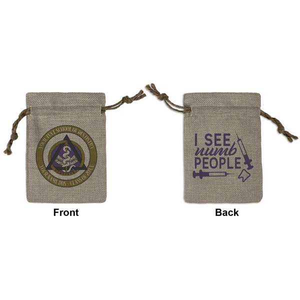Custom Dental Insignia / Emblem Burlap Gift Bag - Small - Double-Sided (Personalized)