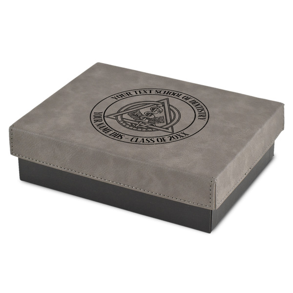 Custom Dental Insignia / Emblem Gift Box w/ Engraved Leather Lid - Small (Personalized)